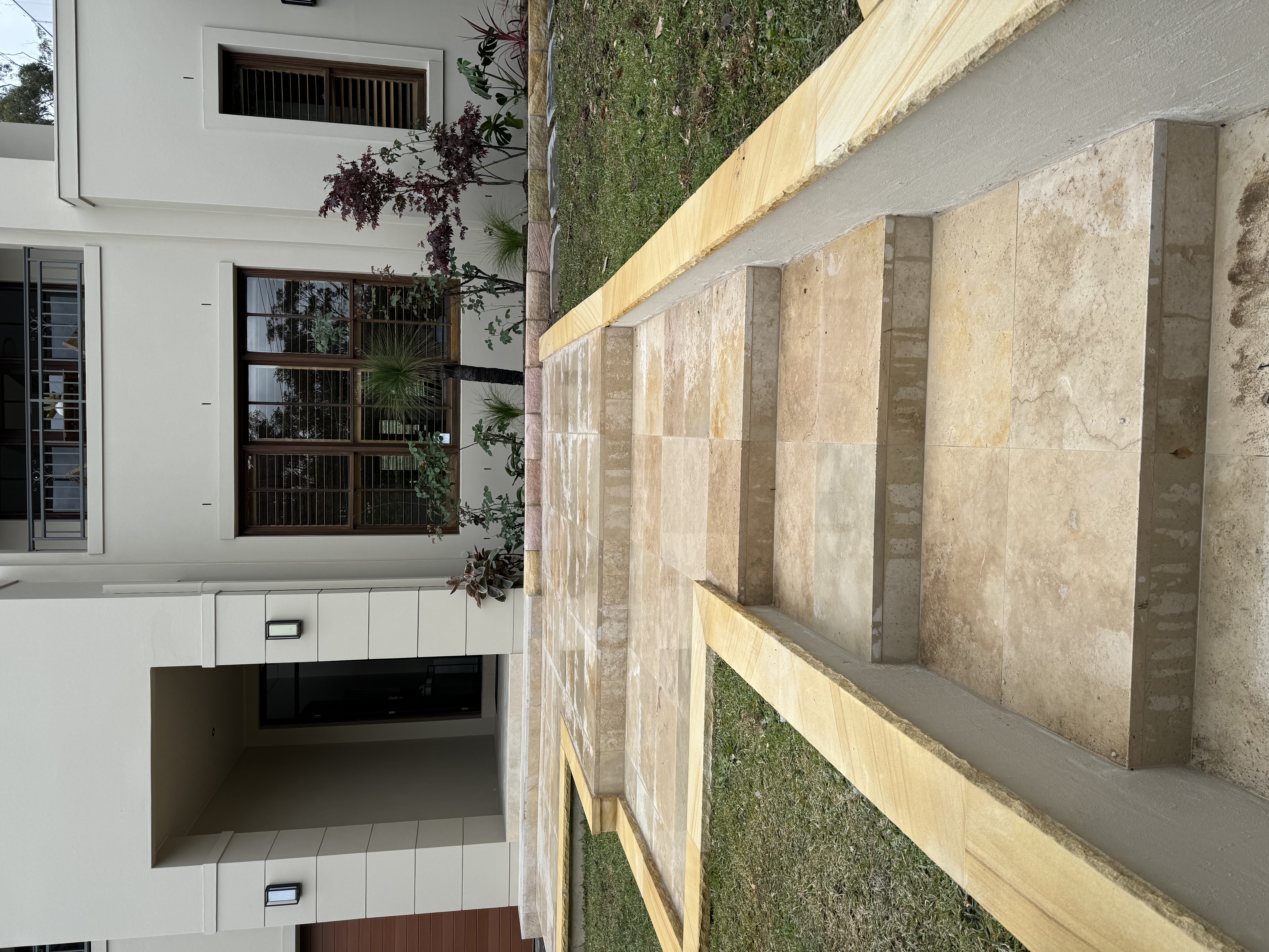 Outdoor stone paving installation